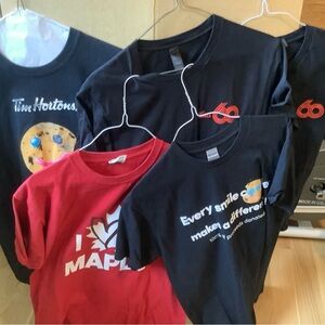 Lot of 5 Vintage Tim Hortons t-shirts.  Size Medium